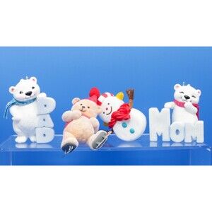 Hallmark Keepsake Ornament Lot of 4, Mom Dad Bear Skate Snowman 2015 2016 2017